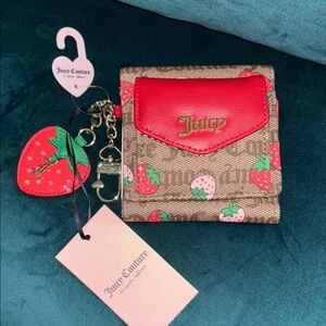 Juicy Couture Red and Brown Wallet with Gold Detailing